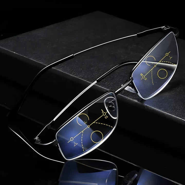 Unisex progressive smart glasses for blue light & UV defense, ideal for daily wear.