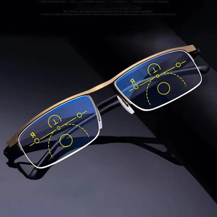 Modern progressive multifocal smart eyewear with blue light & UV defense for men & women.