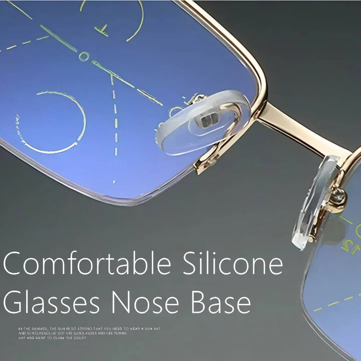 Progressive reading glasses, photochromic lenses, unisex, blue light & UV defense.