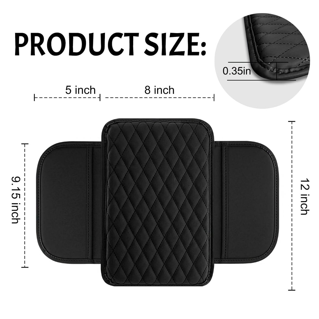 Protect your car console & boost comfort with this PU leather armrest cover. Features handy side storage pockets.