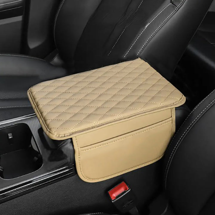 Enhance driving comfort with this universal fit PU leather car armrest cover. Features convenient storage pockets.