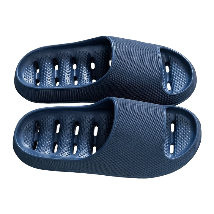 Unisex quick-dry shower slippers with effective drainage holes, ideal for bathroom & pool, anti-slip design.