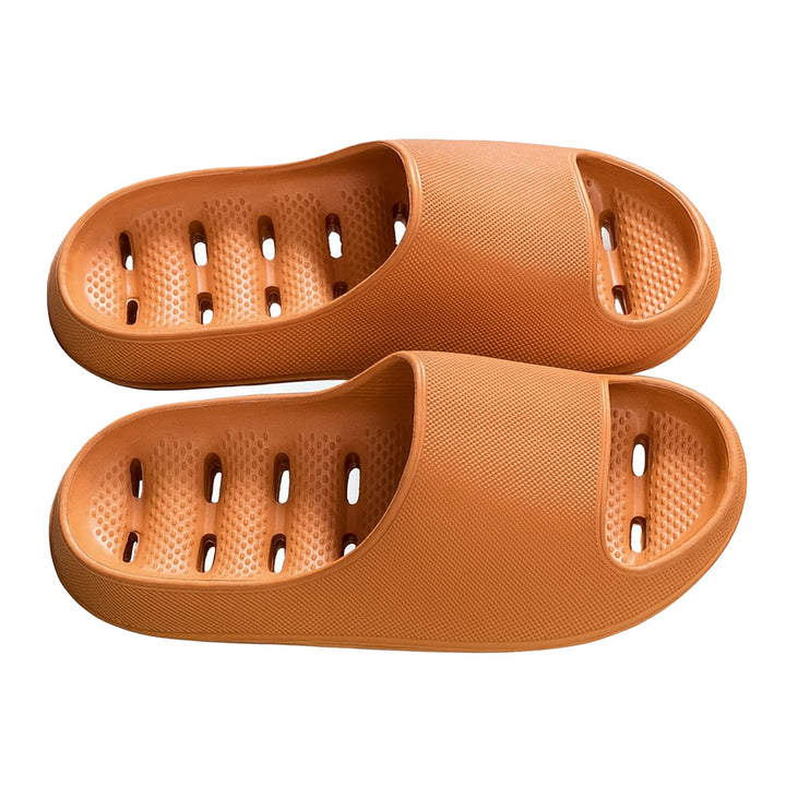Unisex quick-dry bathroom slippers, anti-slip with drainage holes, comfortable slides for home & pool.