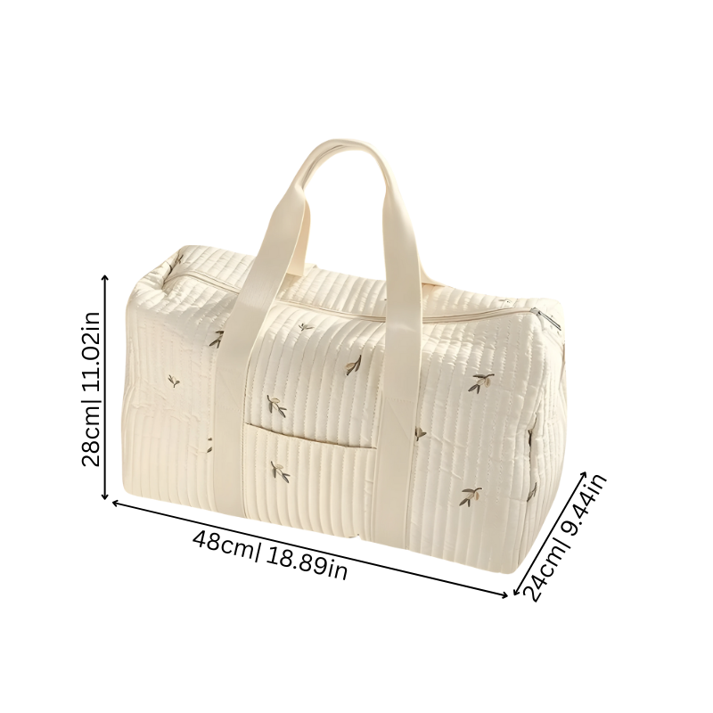 Stylish grey quilted diaper bag, large capacity, perfect for modern parents