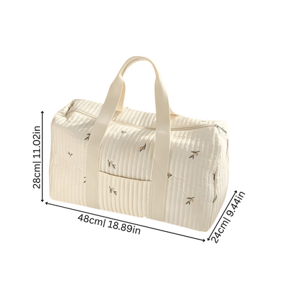 Stylish grey quilted diaper bag, large capacity, perfect for modern parents