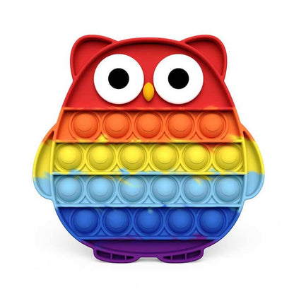 Unisex rainbow push pop fidget toy for stress relief & autism support, silicone, portable