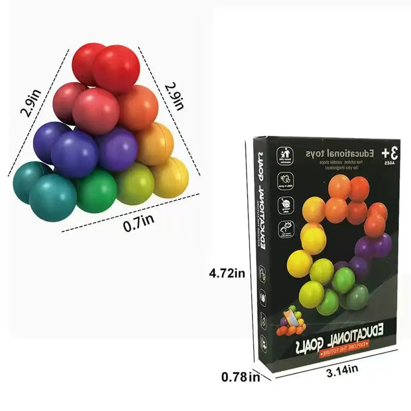 Multi-colored brain teaser puzzle ball, stress relief sensory play educational toy