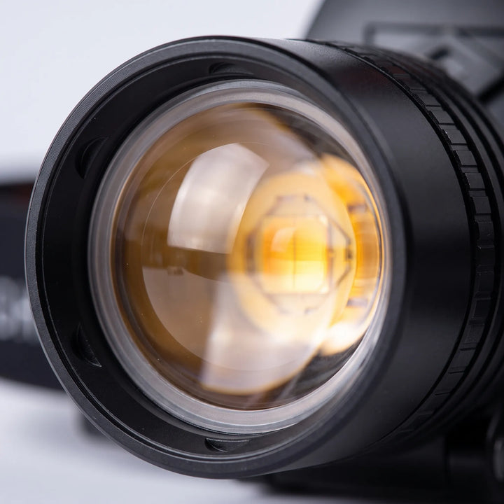 Versatile rechargeable LED headlamp for work, emergencies & night adventures. Hands-free and bright light.