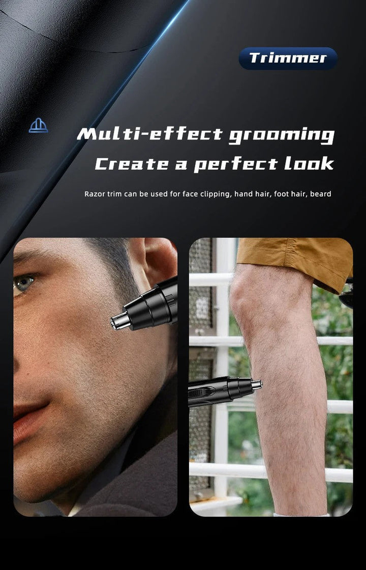 Compact rechargeable nose & ear hair trimmer. Travel-friendly personal care for effortless, painless grooming on-the-go.