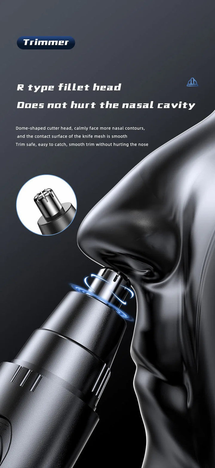 Painless electric nose & ear hair trimmer. Gentle, precise grooming for men's & women's delicate areas. Rechargeable.