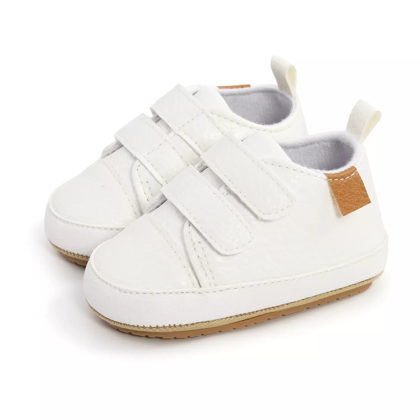 Side view of lace-up retro grey baby shoes, suitable for young walkers