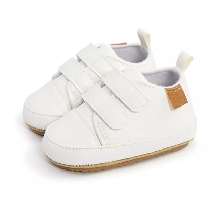 Side view of lace-up retro grey baby shoes, suitable for young walkers
