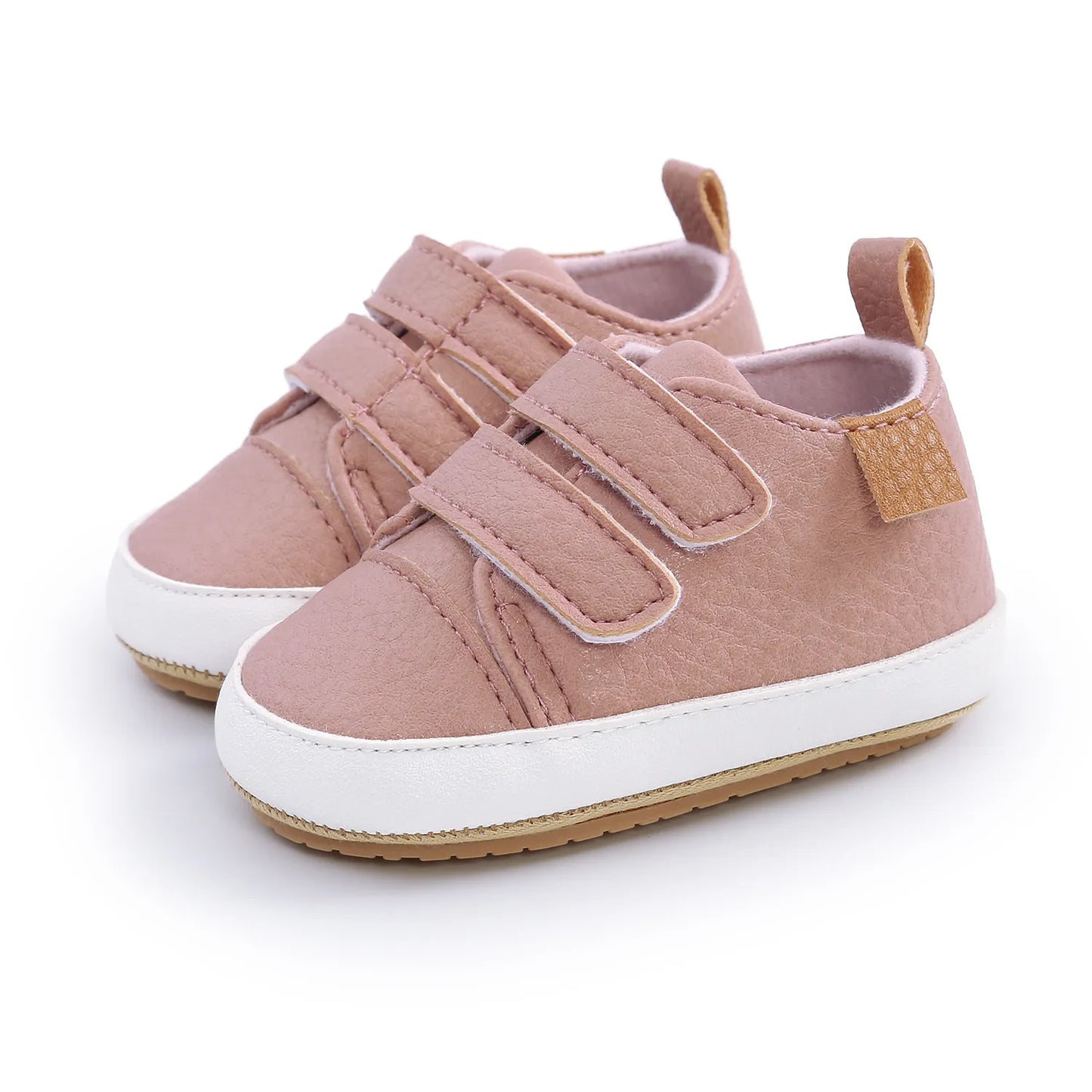 Unisex baby moccasins in light grey leather with flexible soft sole design