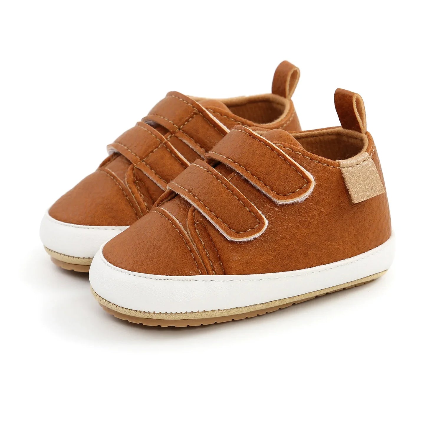Variety of retro leather baby moccasins, soft anti-slip soles in multiple colors