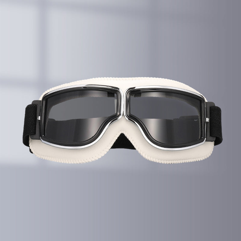 Amber lens retro motorcycle goggles, classic style unisex eyewear for open-road protection.