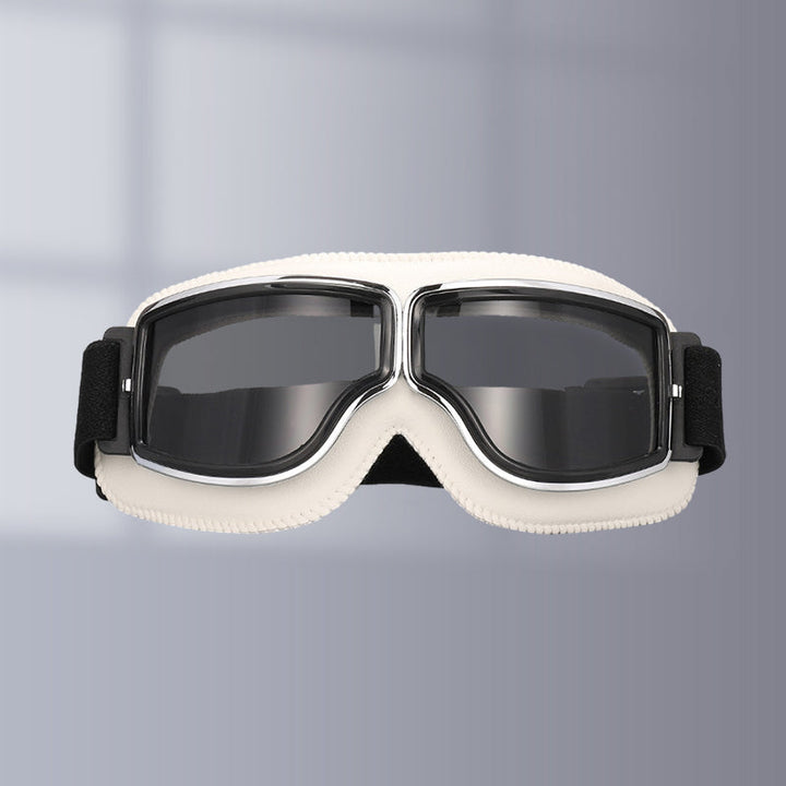Amber lens retro motorcycle goggles, classic style unisex eyewear for open-road protection.