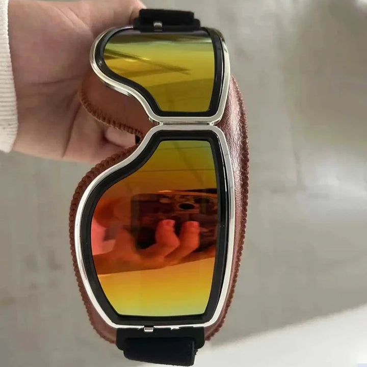 Durable vintage motorcycle goggles, providing essential eye protection and classic style for riders.