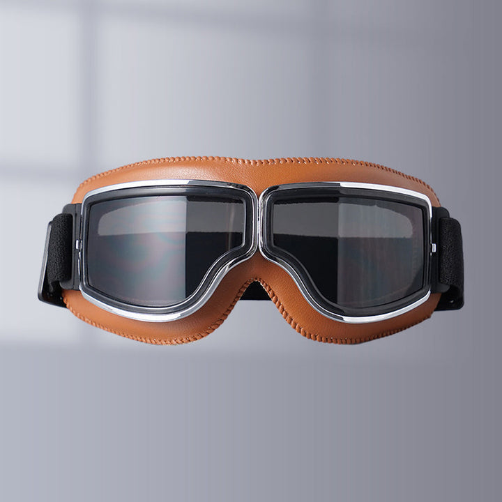 Classic protective eyewear, motorcycle goggles with UV protection for outdoor adventures.