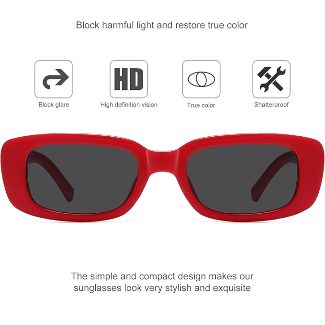 Iconic Y2K fashion accessory: unisex rectangular sunglasses with UV400 protection, vintage vibe.