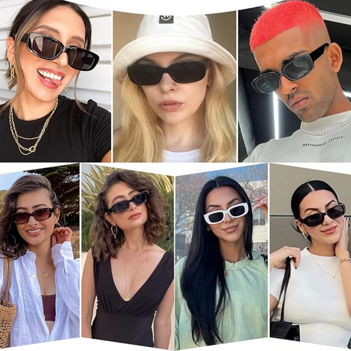 Summer essential: retro rectangular Y2K sunglasses, unisex, with reliable UV400 protection.