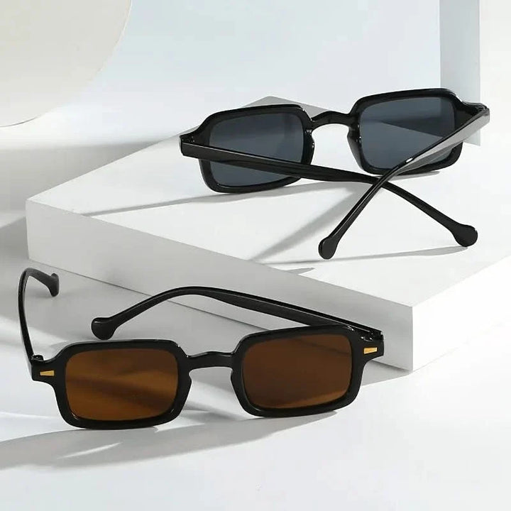 Black retro square sunglasses for men & women. Anti-glare, anti-scratch lenses for clear vision & protection.