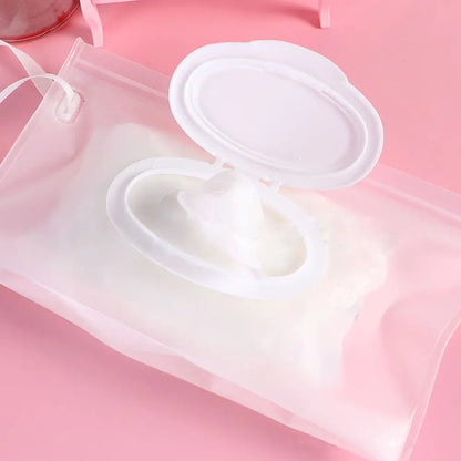 Baby essential: reusable wet wipes pouch with secure snap strap, fits in any bag