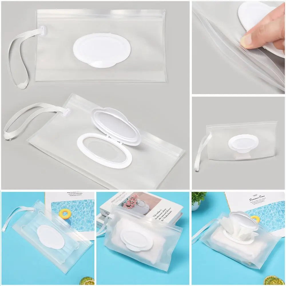 Portable clear polyester wet wipes case, perfect for on-the-go baby care and nursing