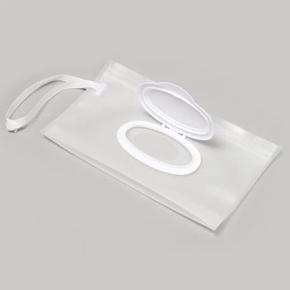 Reusable baby wipes holder in a clear case, ideal for strollers and diaper bag essentials
