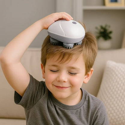 Unisex scalp and body relaxation massager for stress relief and wellness, USB rechargeable.