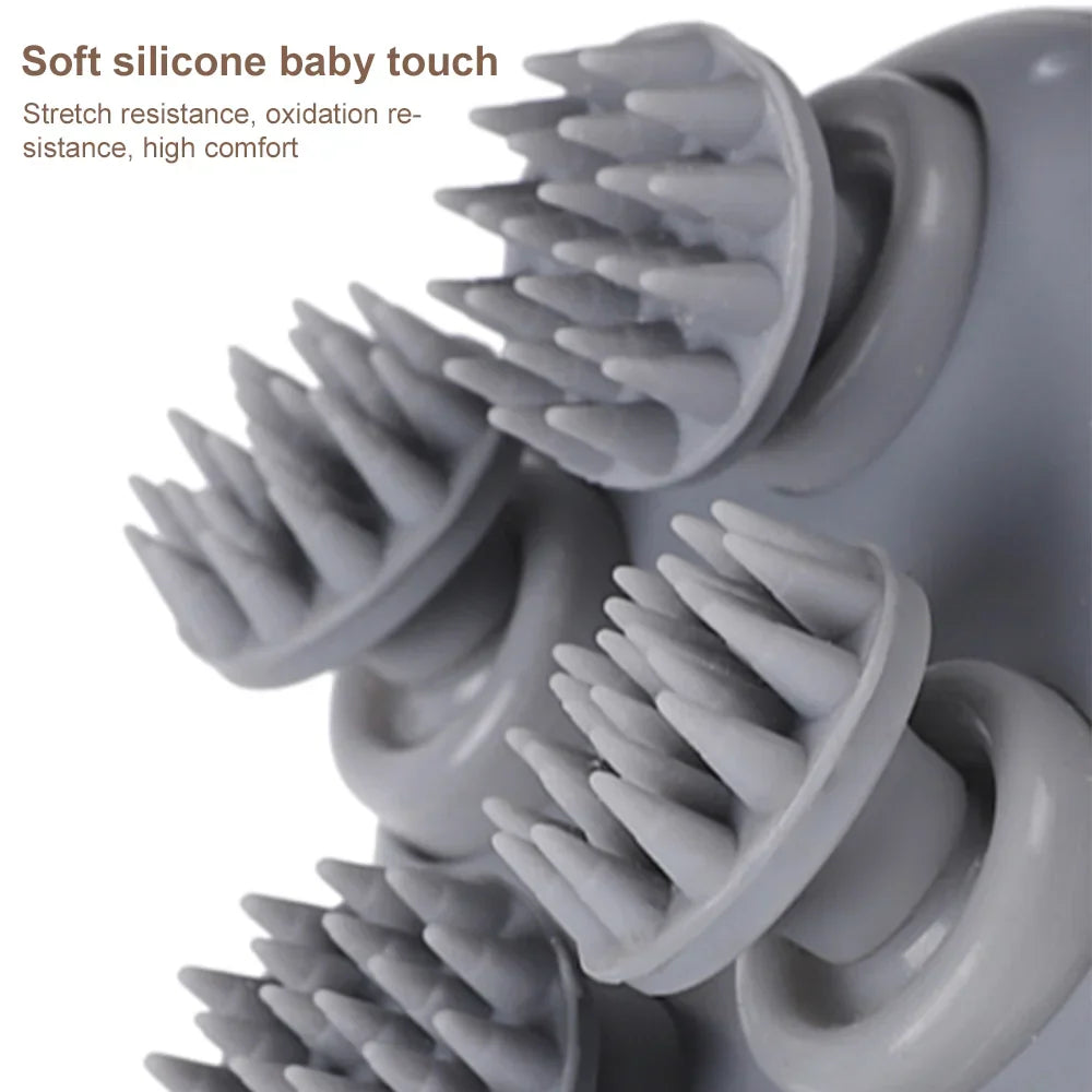 USB rechargeable scalp and body massager, family-friendly, aids stress relief and relaxation.