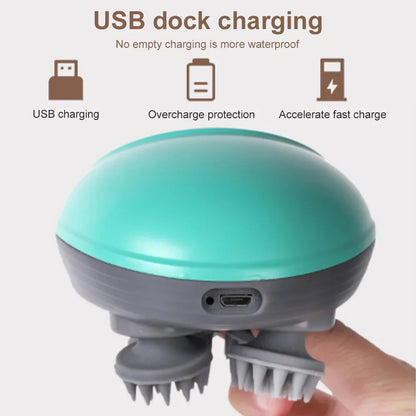 Scalp and body massager providing deep relaxation, suitable for all ages and pet relaxation.