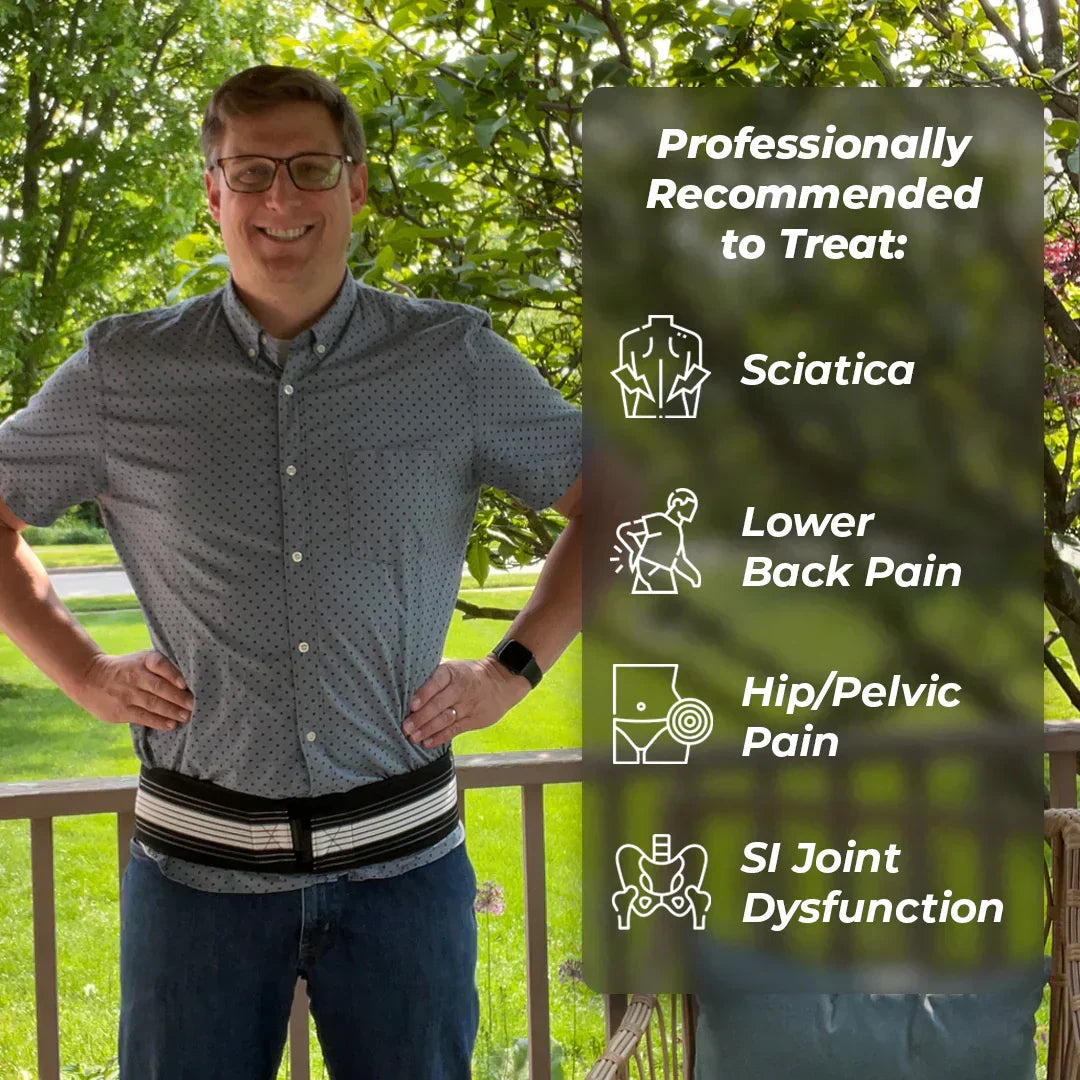 Comfortable unisex belt offering daily relief from lower back & hip discomfort.