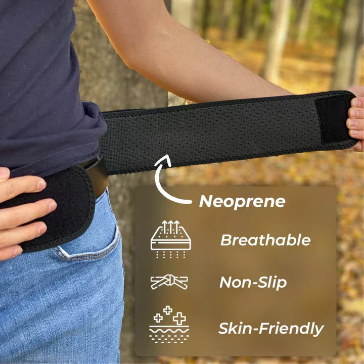 Adjustable SI joint support belt for sciatica, lower back pain & hip discomfort.
