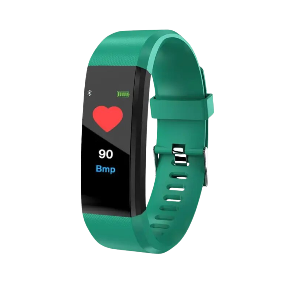 Smart fitness band for seniors, featuring easy heart rate & blood pressure monitoring. Promotes active living.