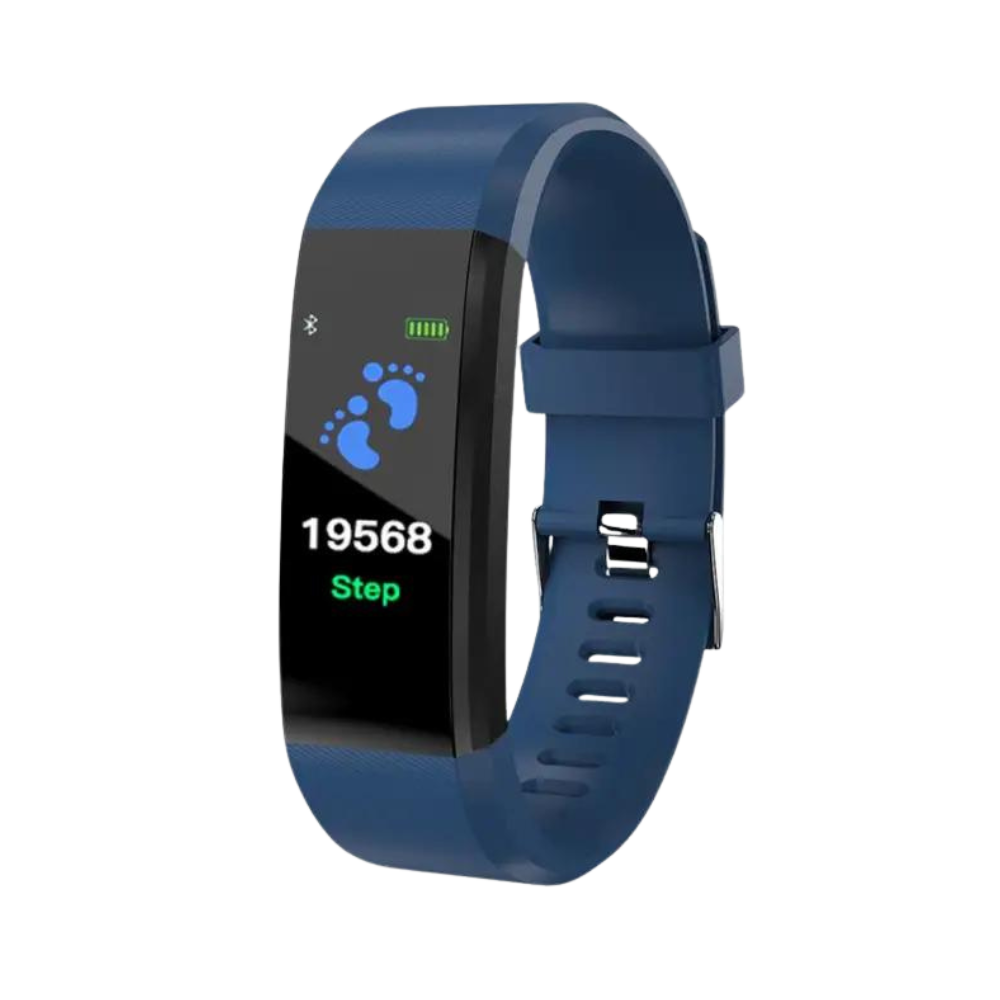 Unisex senior health tracker smartwatch. Large display, heart rate monitor, blood pressure watch. USB charging.