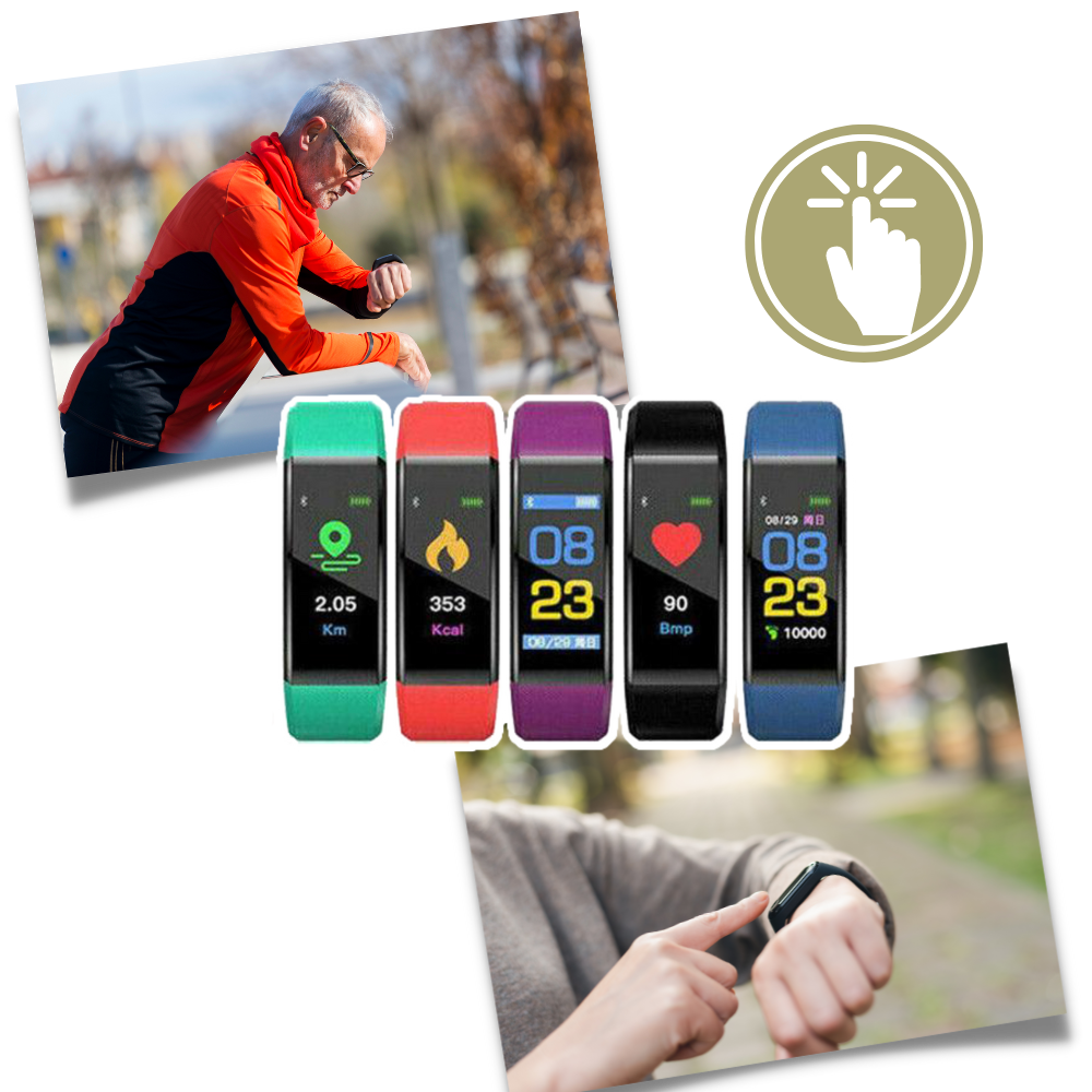 Elderly care smartwatch with large display for blood pressure and heart rate tracking. Wellness device.