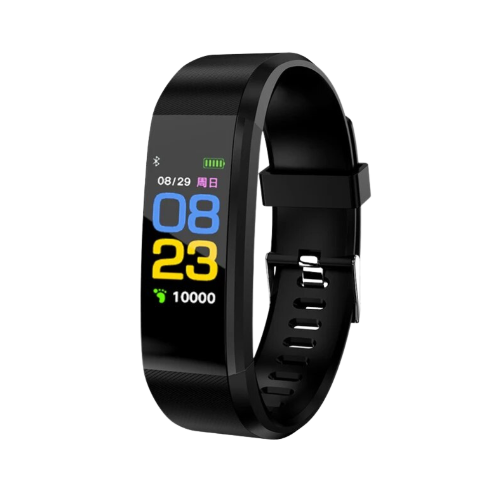 Smart fitness band for seniors, tracking heart rate and blood pressure. Wearable tech for an active lifestyle.