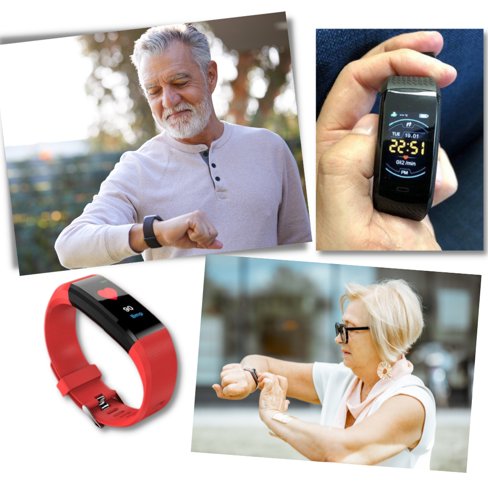 Easy-to-use senior smartwatch, monitoring heart rate & blood pressure. Ideal health tracker for daily wellness.
