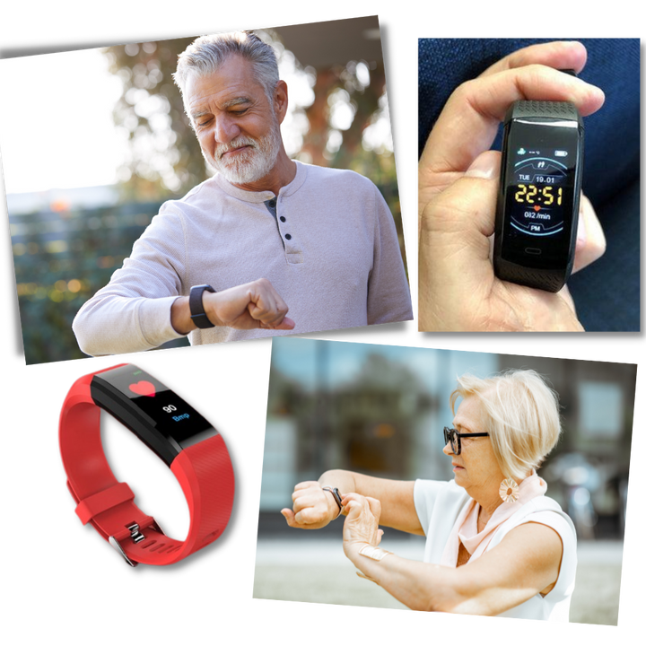 Easy-to-use senior smartwatch, monitoring heart rate & blood pressure. Ideal health tracker for daily wellness.