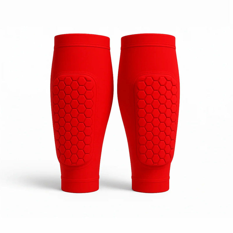 Breathable unisex compression shin guards, ergonomic design for athletic support in soccer & skiing. Pain relief.