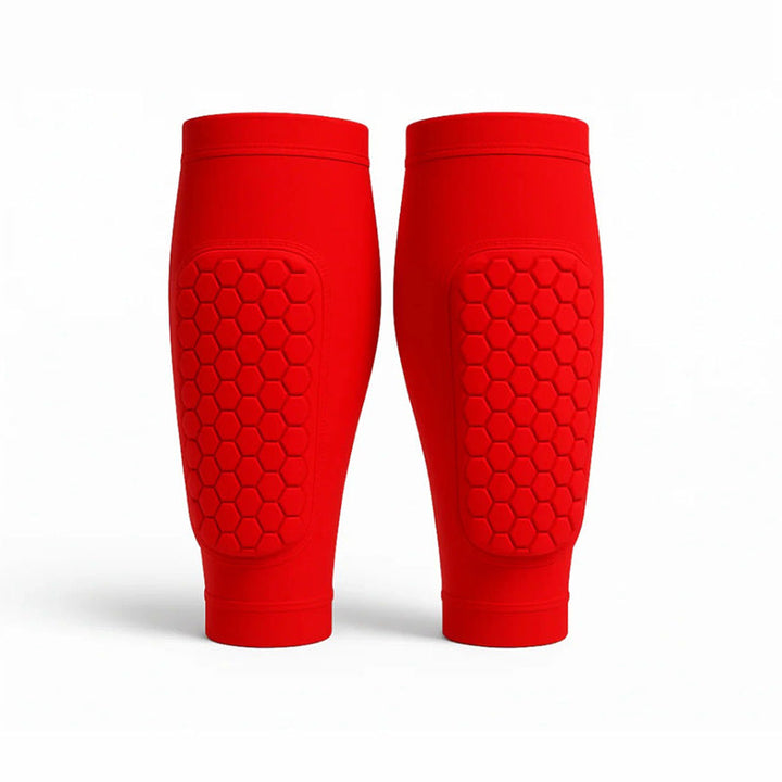 Breathable unisex compression shin guards, ergonomic design for athletic support in soccer & skiing. Pain relief.