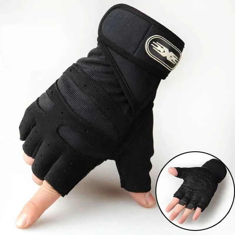 Grip-enhanced training gloves for men & women, offering shock protection & secure wrist wrap.
