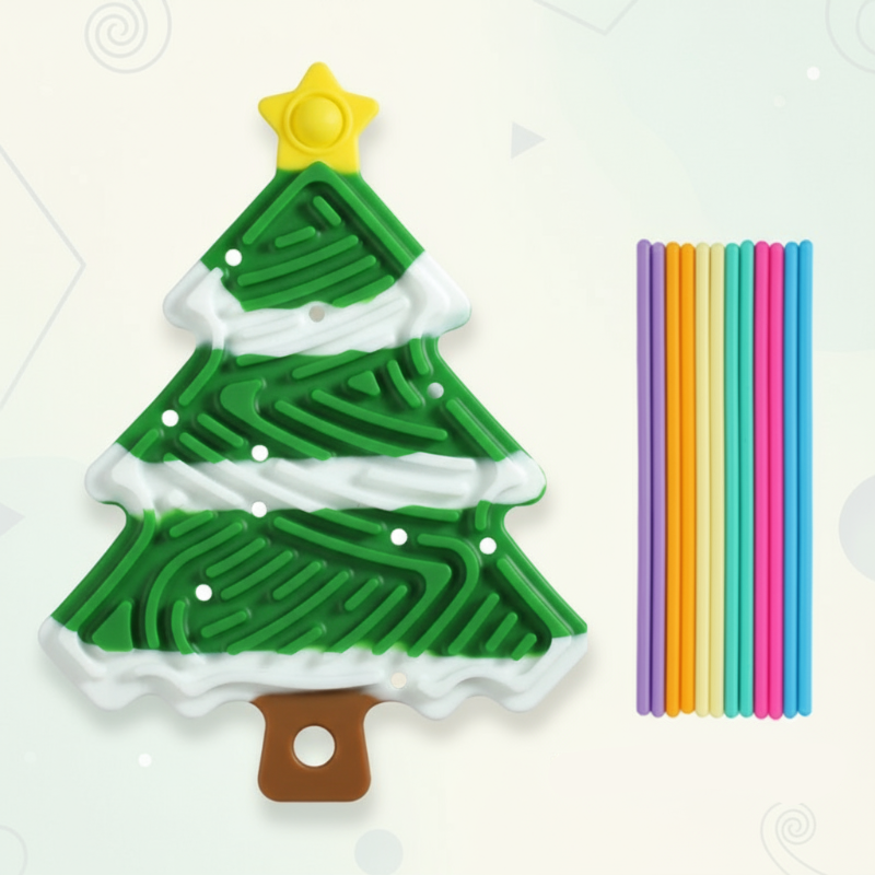 Soft silicone fidget board with a keychain, a convenient and portable stress relief and anxiety toy.