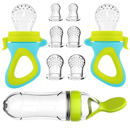 Unisex silicone fruit teether and food feeder for infants, blue color