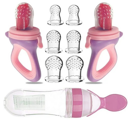 Durable silicone baby feeding tool, fruit teether with easy-grip handle