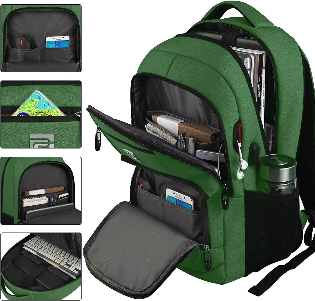 Hidden passport pocket in a travel-friendly anti-theft USB charging backpack for security.