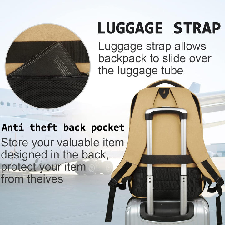 Grey slim anti-theft USB charging laptop backpack, featuring a minimalist and functional design.