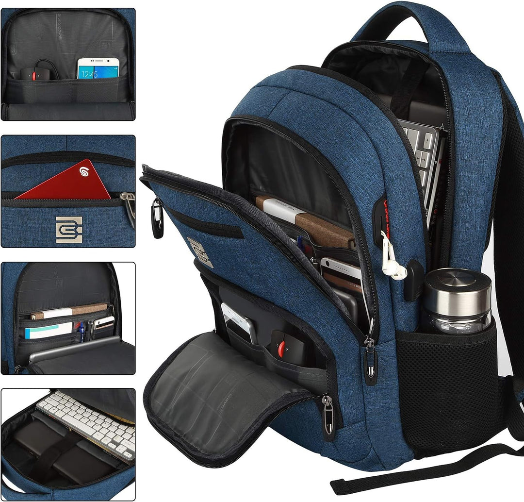 Modern grey anti-theft USB charging laptop backpack, sleek design for secure daily carry.