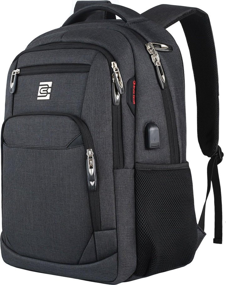 Side profile of the slim anti-theft backpack, highlighting its sleek design for everyday carry.
