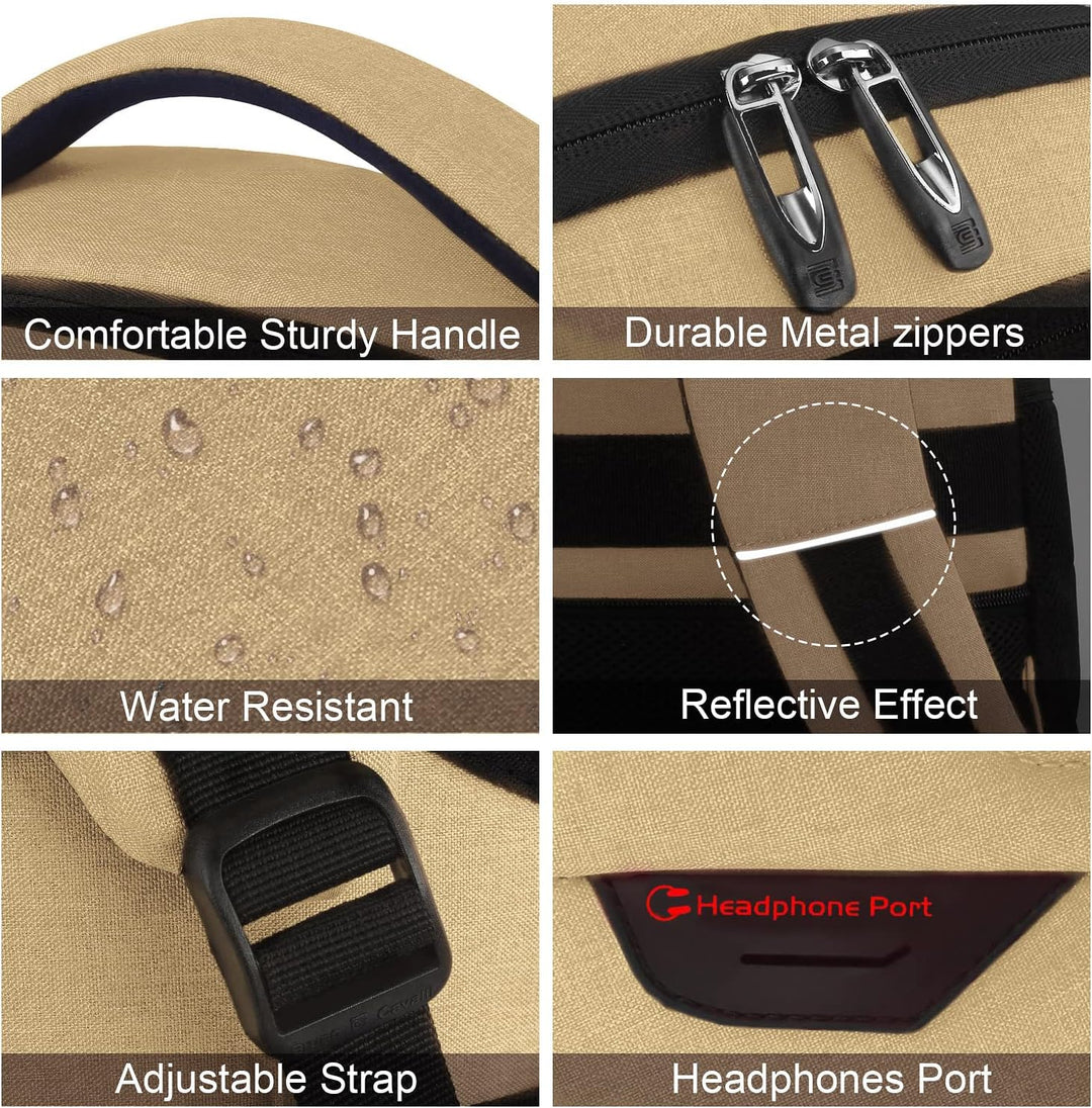 Everyday carry anti-theft backpack, slim design with USB charging & water-resistant fabric.